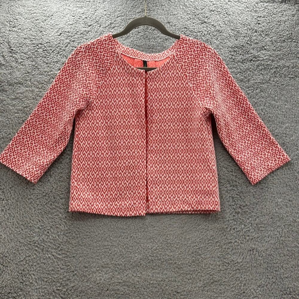 Benetton Women's XS Crop Open Front Jacket 3/4 Sleeves One Top Fastener‎